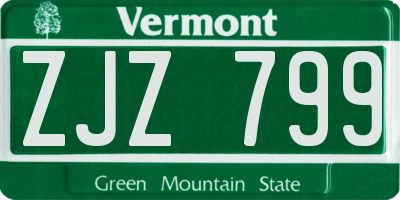 VT license plate ZJZ799