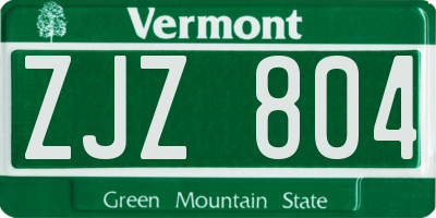 VT license plate ZJZ804