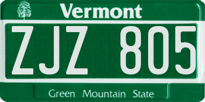 VT license plate ZJZ805