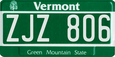 VT license plate ZJZ806