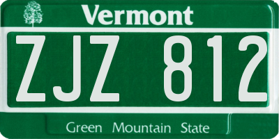 VT license plate ZJZ812