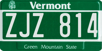 VT license plate ZJZ814