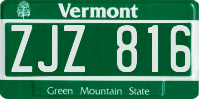 VT license plate ZJZ816