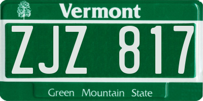 VT license plate ZJZ817