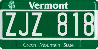 VT license plate ZJZ818