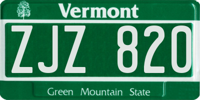 VT license plate ZJZ820