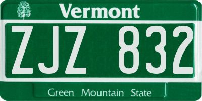 VT license plate ZJZ832