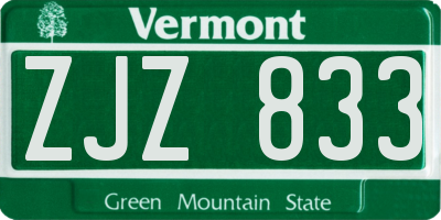 VT license plate ZJZ833