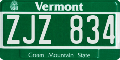 VT license plate ZJZ834