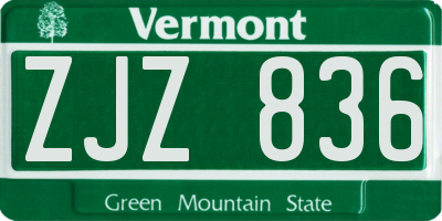 VT license plate ZJZ836