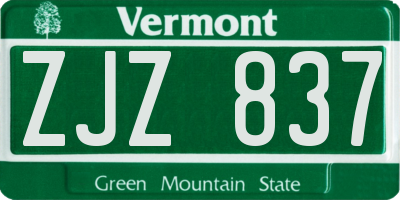 VT license plate ZJZ837