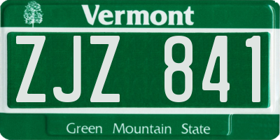 VT license plate ZJZ841
