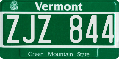 VT license plate ZJZ844