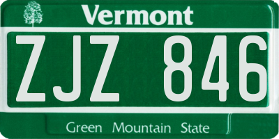 VT license plate ZJZ846