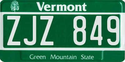 VT license plate ZJZ849