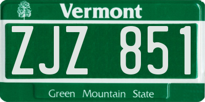 VT license plate ZJZ851