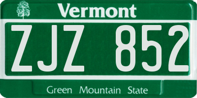 VT license plate ZJZ852