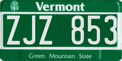 VT license plate ZJZ853