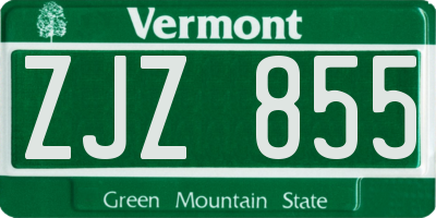 VT license plate ZJZ855