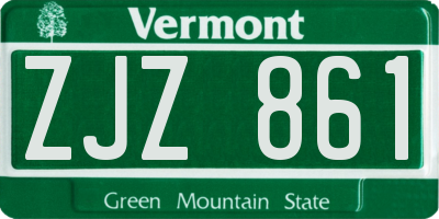 VT license plate ZJZ861