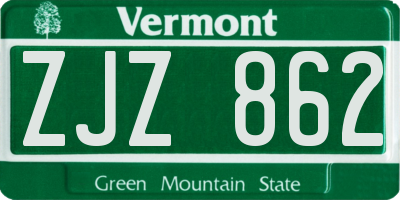 VT license plate ZJZ862
