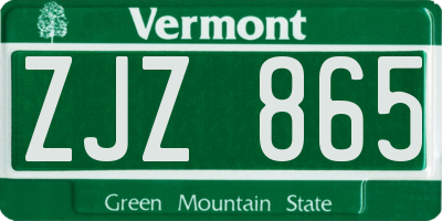 VT license plate ZJZ865