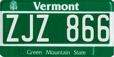 VT license plate ZJZ866