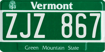VT license plate ZJZ867