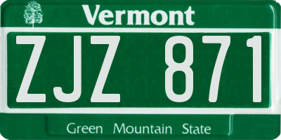 VT license plate ZJZ871