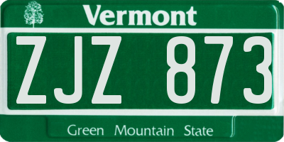 VT license plate ZJZ873