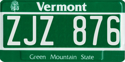 VT license plate ZJZ876