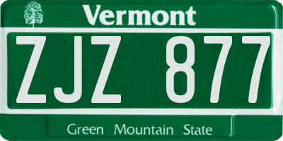 VT license plate ZJZ877