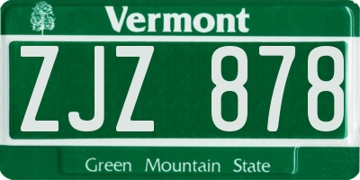 VT license plate ZJZ878