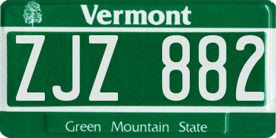 VT license plate ZJZ882