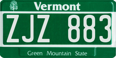 VT license plate ZJZ883