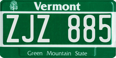 VT license plate ZJZ885