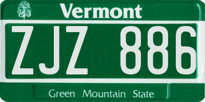 VT license plate ZJZ886