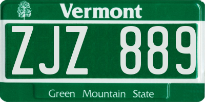 VT license plate ZJZ889