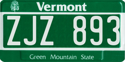 VT license plate ZJZ893