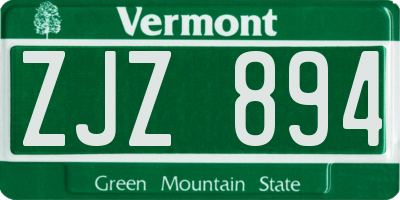 VT license plate ZJZ894