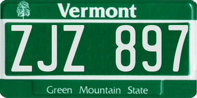 VT license plate ZJZ897
