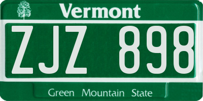 VT license plate ZJZ898