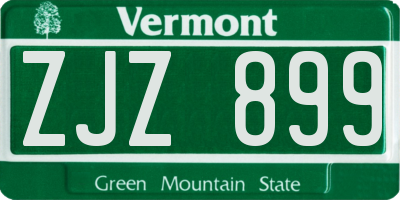 VT license plate ZJZ899