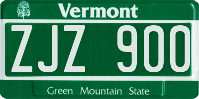 VT license plate ZJZ900