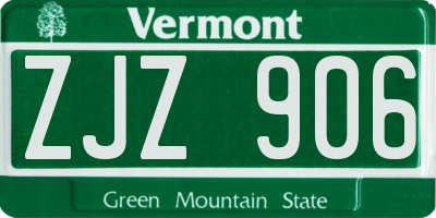 VT license plate ZJZ906