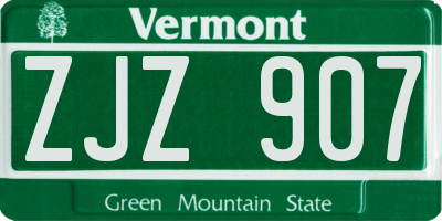 VT license plate ZJZ907