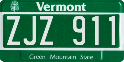 VT license plate ZJZ911