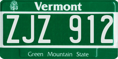 VT license plate ZJZ912