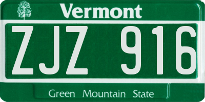 VT license plate ZJZ916