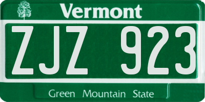 VT license plate ZJZ923